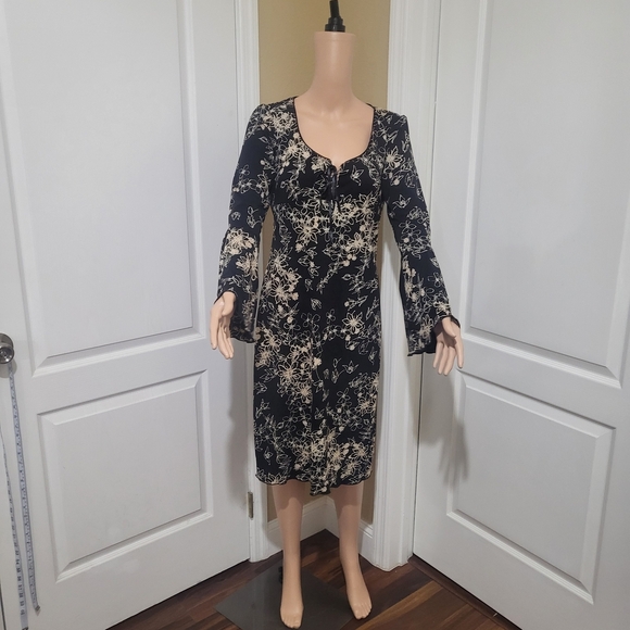 jonathan martin Dresses & Skirts - Jonathan Martin‎ Black and Cream Floral Long Sleeve Dress. Y2K  Pre-owned
